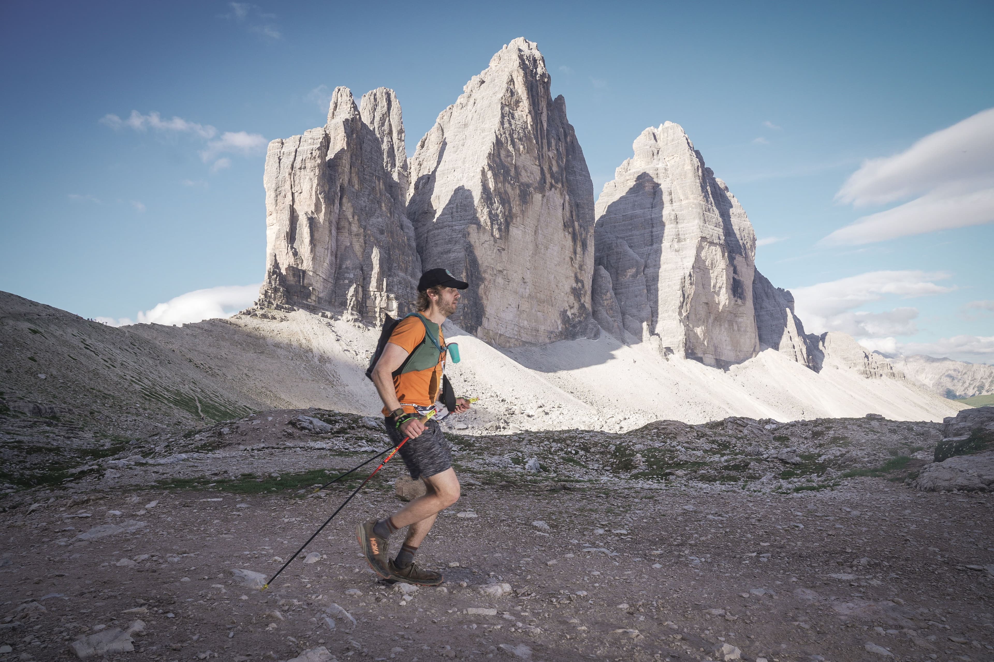 Runner on the trail near Tre Cime